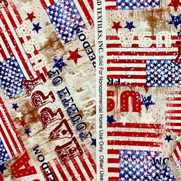 3.67 YD Patriotic Fabric Red White Blue Happy Fourth July Freedom Cotton Flag - Picture 7 of 7